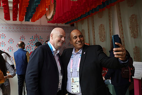 FIFA President Gianni Infantino and IOC member Luis Rafael Mejia Oviedo
